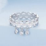 Hohler Ring aus Sterlingsilber mit S925-Spitze, Quaste und platiniertem Zirkon – Bild 2