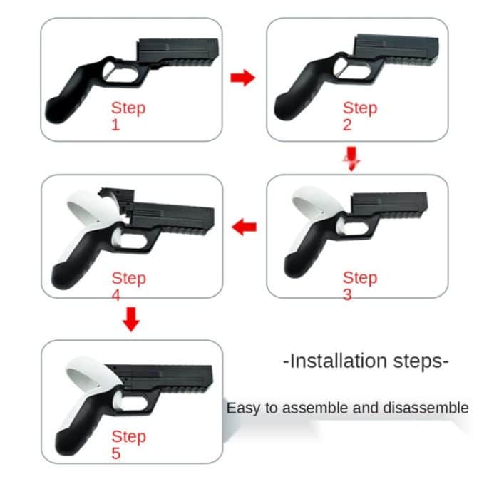 Für Oculus Quest 2 VR Controller 1 Paar stabiler Schießgriffhalter, Black – Bild 4