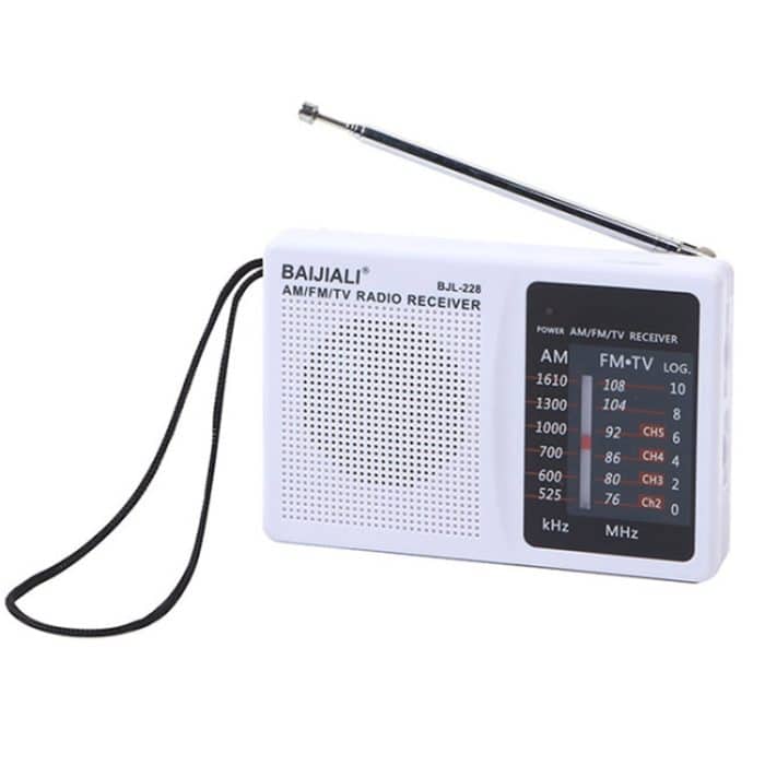 TBD0603432201A.jpg BAIJIALI BJL228 Retro tragbares Zweiband-FM-AM-Radio mit eingebautem Lautsprecher, BJL228 White, BJL228 Black – Bild 1