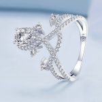 S925 Sterling Silber Wassertropfen Krone Weißgold vergoldeter Zirkon Ring – Bild 3