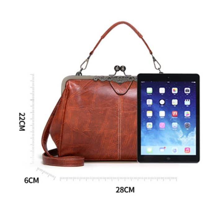 036 Vintage-Handtaschen mit Schnalle, verstellbare Umhängetasche aus Leder – Bild 3