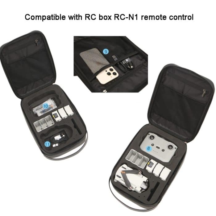 Für DJI Mini 3 / Mini 3 Pro Hartschale Aufbewahrungstasche Box Brusttasche Umhängetasche Umhängetasche, M3-010 (Dark Gray), M3-010 (Silver) – Bild 4