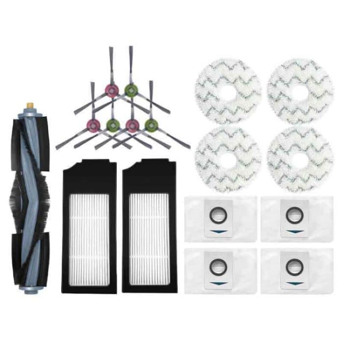 Für Ecovacs X1 Onmi / X1 Turbo Staubsaugerzubehör, 14 In 1 Set, 1pc Main Brush, 2pairs Side brush, 2pcs Filter, 2pcs Rag, 1pc Main Brush Cover, 2pcs Striped Rag, 2pcs White Filter, 2pcs Dust Bag, 1pc Dust Box – Bild 1