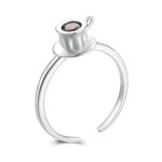 Offener Ring für Kaffeetasse aus S925-Sterlingsilber mit Zirkon