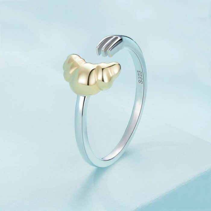 Offener Ring aus galvanisiertem Croissant aus Sterlingsilber S925, zweifarbig – Bild 3