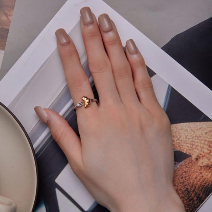 Offener Ring aus galvanisiertem Croissant aus Sterlingsilber S925, zweifarbig – Bild 4