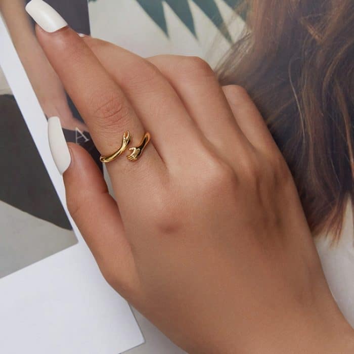 Sterling Silber S925 Warm Hug offener verstellbarer Ring – Bild 4