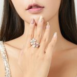 Offener verstellbarer Ring aus Sterlingsilber mit S925-Weißgold und Zirkon-Kirschblüten-Beschichtung – Bild 5