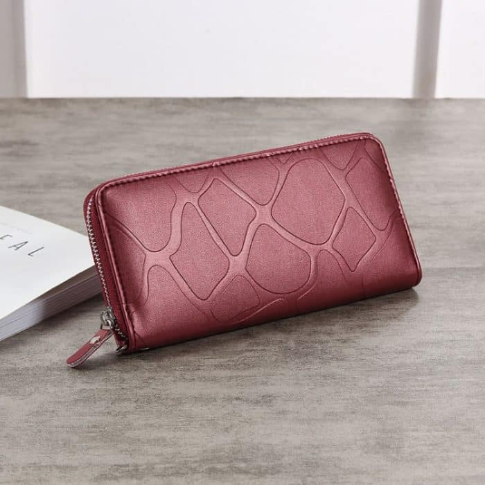 Große Steingeldbörse mit Reißverschluss für Damen, lange Geldbörse – Bild 3