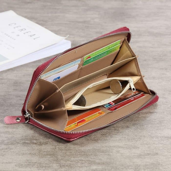 Große Steingeldbörse mit Reißverschluss für Damen, lange Geldbörse – Bild 4