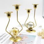 Schmiedeeiserner doppelköpfiger Kerzenhalter für Party, Hochzeit, Tischdekoration, Kerzenständer, Silk, Iron – Bild 2