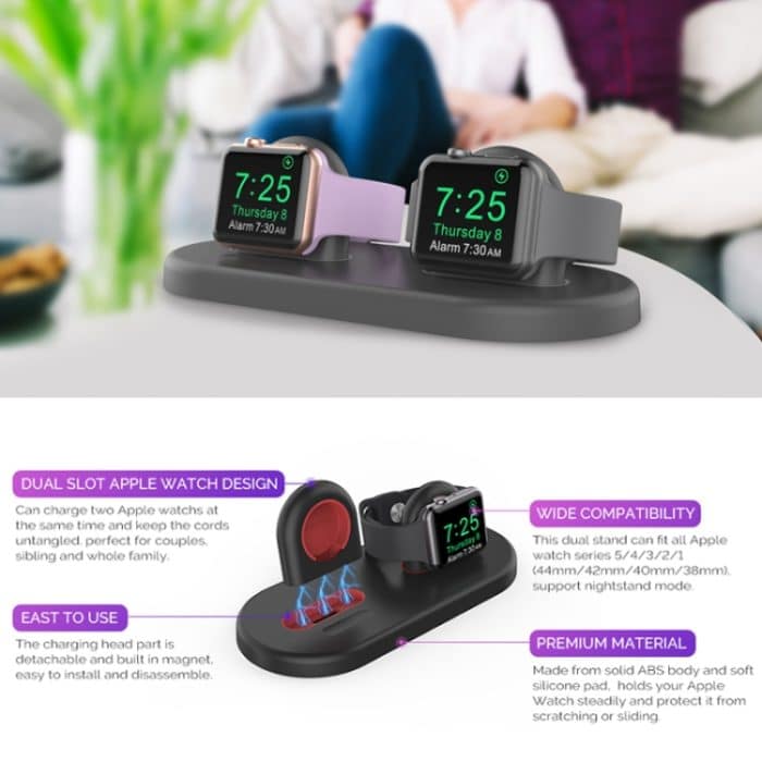 Für Apple Watch/Kopfhörer AhaStyle PT116 Universal-Ständer aus Kunststoff mit doppelter Ladestation – Bild 2