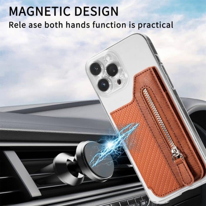 Telefon-ID-Kartenhalter, PU-Leder, Klappe, Reißverschluss, Brieftasche, Kartenhalter, Tasche, selbstklebende Hülle – Bild 9