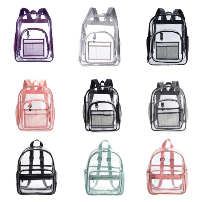 PVC Transparenter wasserdichter Rucksack Schüler Schultasche, Large Purple, Large Light Grey, Large Black, Small Pink, Small Black, Small Gray, Candy Color Black, Candy Color Green, Candy Colo Pink – Bild 2