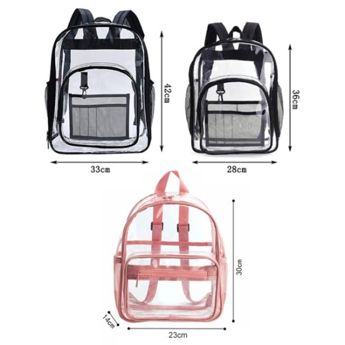 PVC Transparenter wasserdichter Rucksack Schüler Schultasche, Large Purple, Large Light Grey, Large Black, Small Pink, Small Black, Small Gray, Candy Color Black, Candy Color Green, Candy Colo Pink – Bild 3