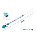 Säugling Baby Schnuller Clip Kette Ton Kristall Anti-Drop Herz Nippel Clip, Clay Crystal White, Clay Crystal Pink, Clay Crystal Blue – Bild 3