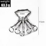 Punk-Totenkopf-Handknochen-Fünf-Finger-Ring, verstellbare integrierte Kette – Bild 8