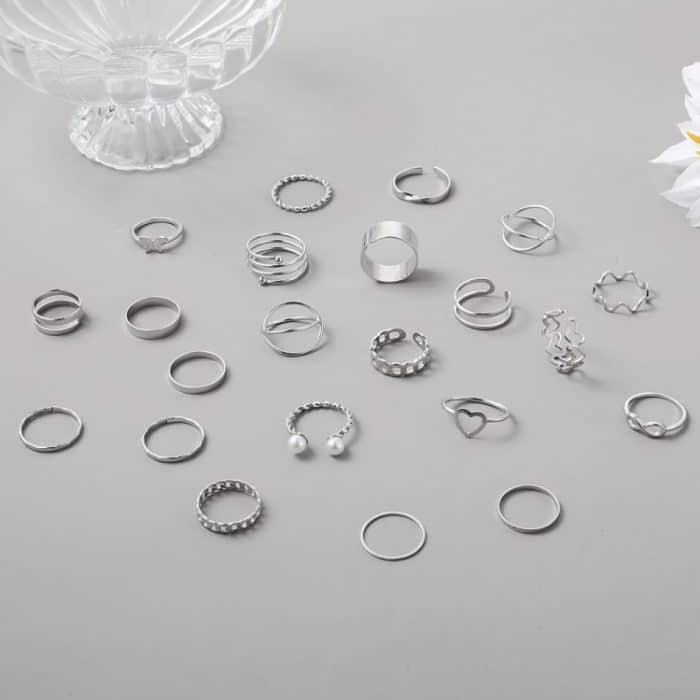 22 Stück/Set offener Ring mit Herz-Schmetterlingsgelenk – Bild 2