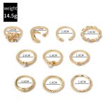 10 Stück/Set Mond Stern Blätter Herz Strass Knuckle Ring – Bild 3