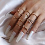 10 Stück/Set Mond Stern Blätter Herz Strass Knuckle Ring – Bild 6