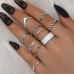10 Stück/Set Multi-Metal Twisted Pearl Hollow Open Ring