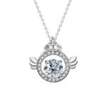 XMA017 Moissanit-Diamant-Halskette, 925er-Sterlingsilber, Kronen-Anhänger, Verschlusskette