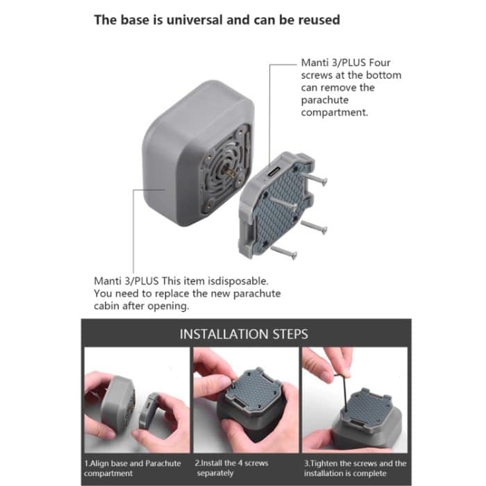 Manti 3 Plus Fallschirm für DJI Phantom 2/3/4. Verbessert die Sicherheit, verlangsamt die Fallgeschwindigkeit. Zubehör – Bild 8