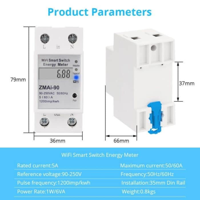ZMAi-90 Wifi Smart Switch Energiezähler Unterstützung Tuya Smart Life APP Arbeit mit Alexa Google – Bild 3