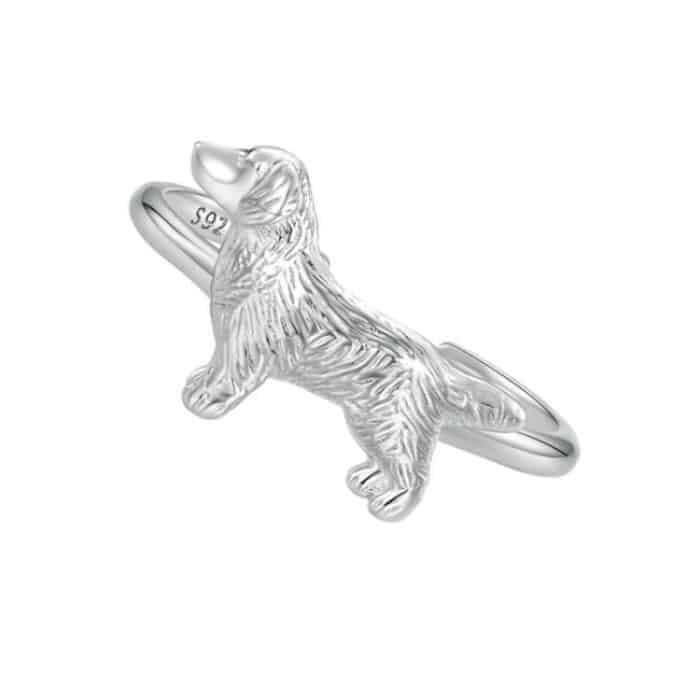 SCR952-E Ring aus S925-Sterlingsilber mit niedlichem kleinen Golden Retriever-Welpen – Bild 1