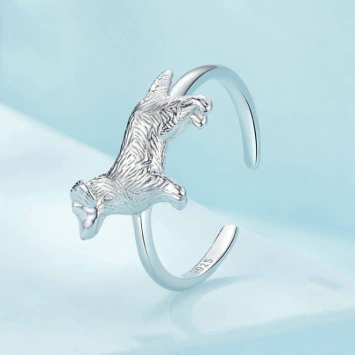 SCR952-E Ring aus S925-Sterlingsilber mit niedlichem kleinen Golden Retriever-Welpen – Bild 3