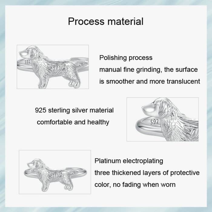 SCR952-E Ring aus S925-Sterlingsilber mit niedlichem kleinen Golden Retriever-Welpen – Bild 5