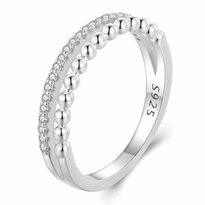 Doppelschichtiger Ring mit platiniertem Zirkon aus S925-Sterlingsilber – Bild 1