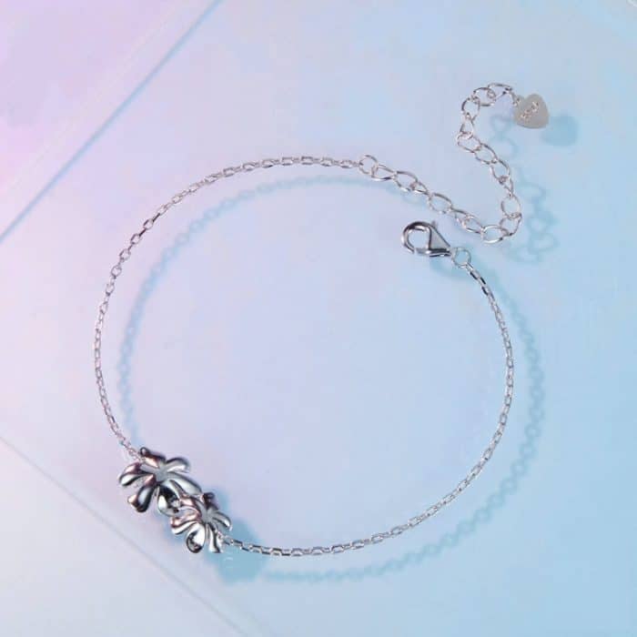 BSB138 Armband aus 925er-Sterlingsilber mit Zirkon und blauem Blümchenmuster – Bild 3