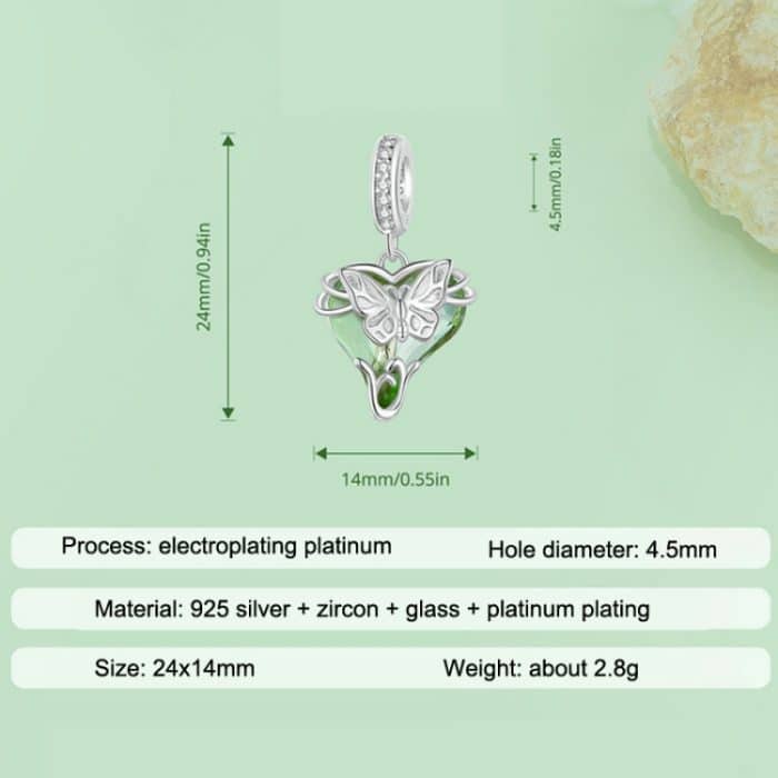 S925 Sterling Silber Grüner kleiner fliegender Schmetterling Anhänger DIY Armband Zubehör Schmetterling Perlen – Bild 6