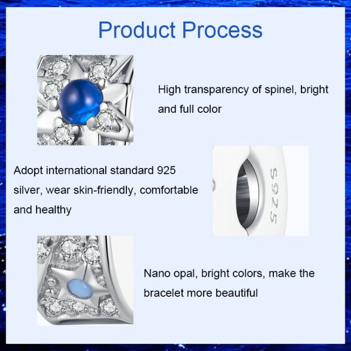 Fantasy Star Positionierungsschnalle DIY Perlen S925 Sterling Silber Armband Zubehör Halskette Anhänger – Bild 5