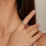 BSR466 Ring aus 925er-Sterlingsilber mit Spinell und grüner Ranke – Bild 6