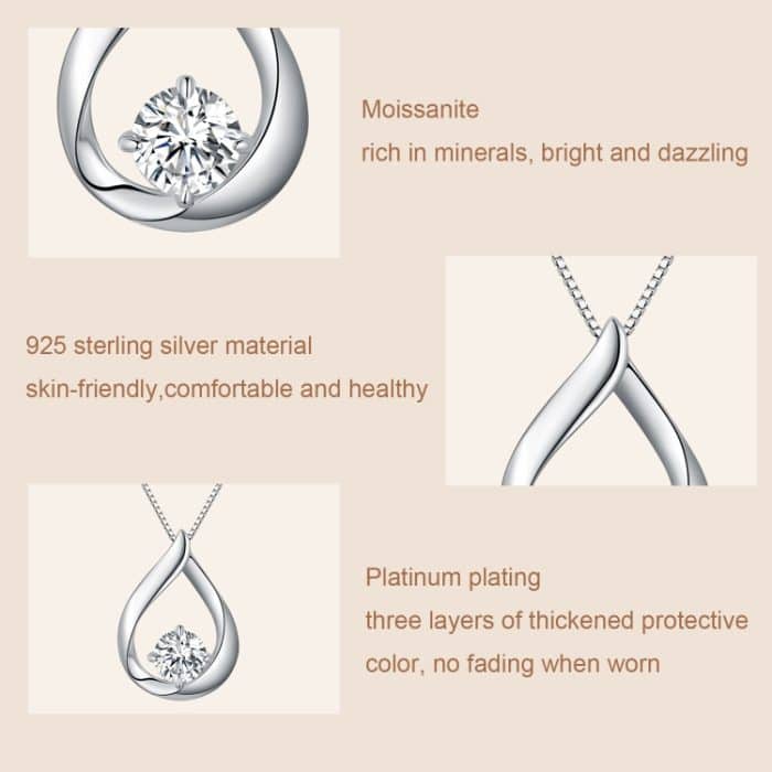 Sterlingsilber vergoldete Wassertropfen-Moissanit-Halskette – Bild 3