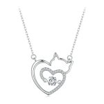 Halskette mit niedlicher Katze aus Sterlingsilber, S925-Zirkon, Schmuck