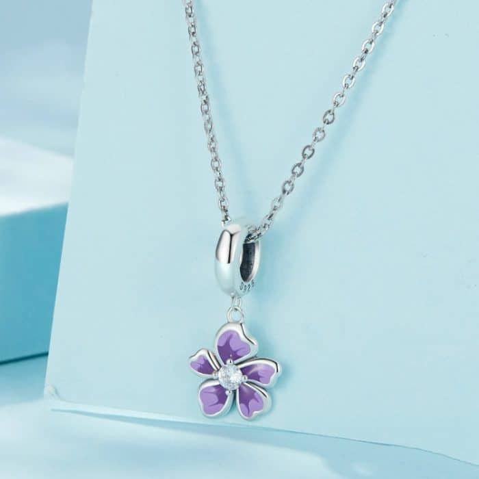 S925 Sterling Silber Lila Blumen Anhänger DIY Armband Zubehör Perlen – Bild 2