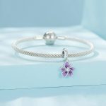 S925 Sterling Silber Lila Blumen Anhänger DIY Armband Zubehör Perlen – Bild 3