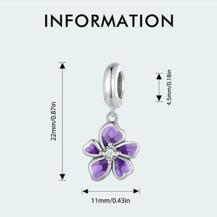 S925 Sterling Silber Lila Blumen Anhänger DIY Armband Zubehör Perlen – Bild 5