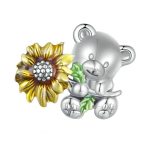 Niedliche Bären-Sonnenblumen-DIY-Perlen aus S925-Sterlingsilber, Armband-Zubehör