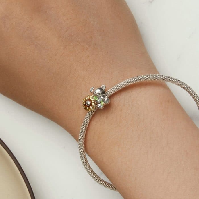 Niedliche Bären-Sonnenblumen-DIY-Perlen aus S925-Sterlingsilber, Armband-Zubehör – Bild 7