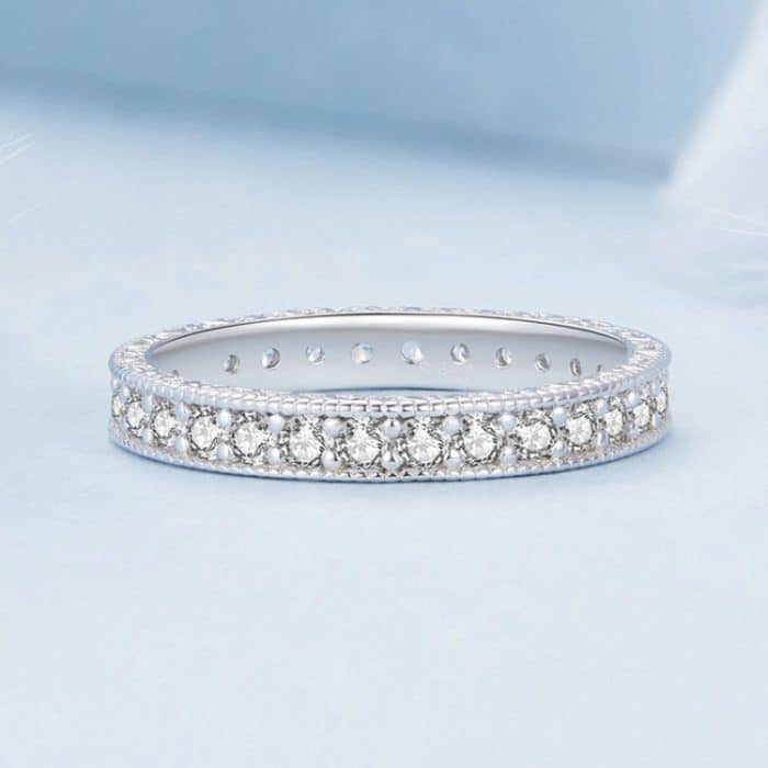 Einzelring aus platiniertem S925-Sterlingsilber mit feinem Flash-Zirkon – Bild 3