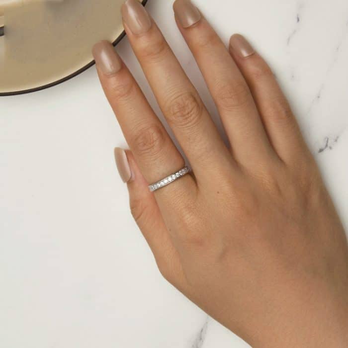 Einzelring aus platiniertem S925-Sterlingsilber mit feinem Flash-Zirkon – Bild 6