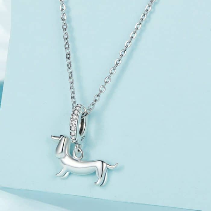 S925 Sterling Silber Niedlicher kleiner Dackel Anhänger DIY Perlenarmband Zubehör – Bild 2