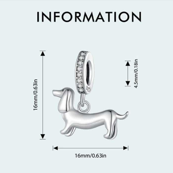S925 Sterling Silber Niedlicher kleiner Dackel Anhänger DIY Perlenarmband Zubehör – Bild 5