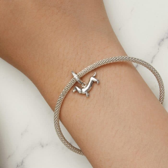S925 Sterling Silber Niedlicher kleiner Dackel Anhänger DIY Perlenarmband Zubehör – Bild 7
