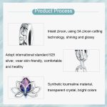 S925 Sterling Silber Lotus Anhänger Farbverlauf Wassertropfen Turmalin DIY Armband Perlen – Bild 6