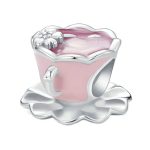 Rosa Blume Kaffeetasse DIY Perlen S925 Sterling Silber Armband Zubehör